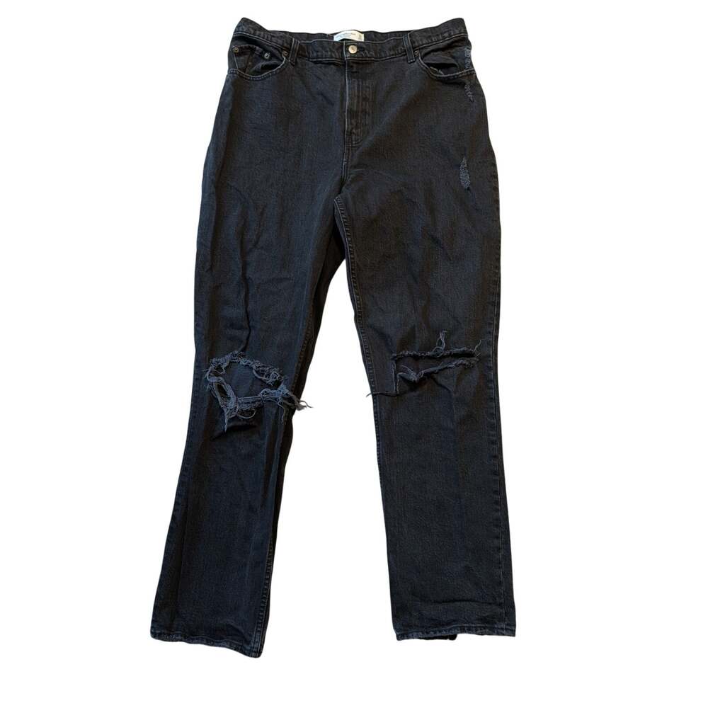 Abercrombie & Fitch Black Ultra High Rise Ripped 90s Straight Jeans Size 33/16 L